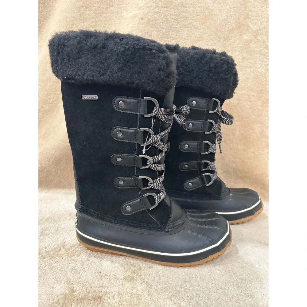 Bear paw Womens 8 Denali Insulated Waterproof Winter Lace Up Boots Black